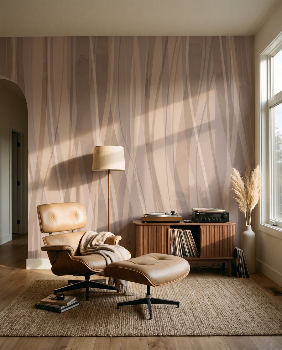 Lange linten langs elkaar in een interieur