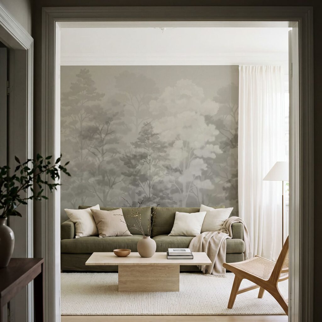 Bomen in zachte kleurwolken — interieur 3
