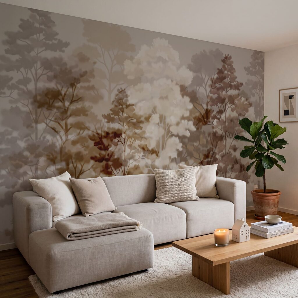 Bomen in zachte kleurwolken — interieur 1