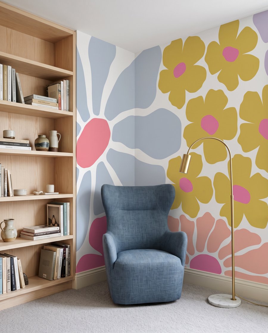 Bloemen als gekleurde knipsels — interieur 3