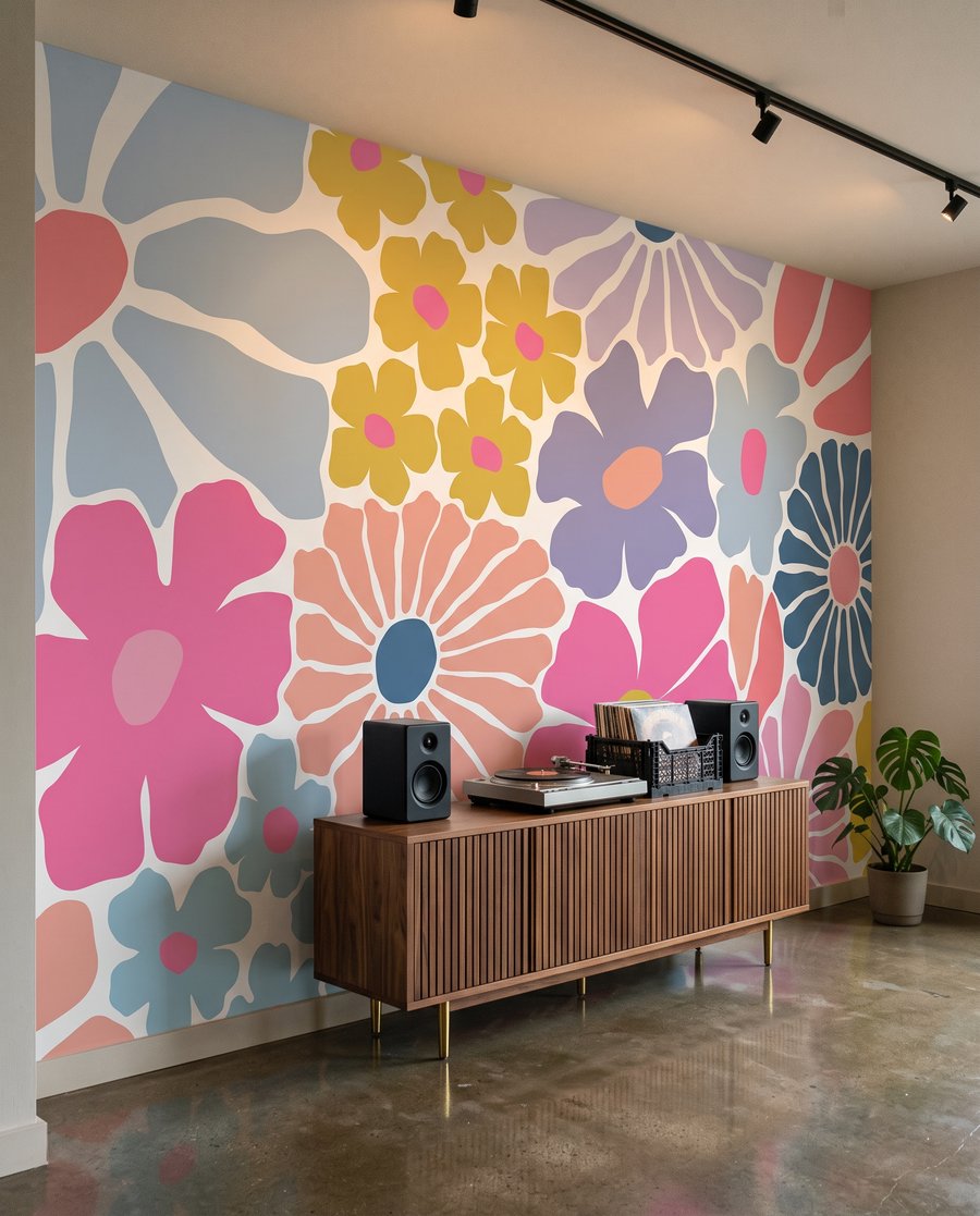 Bloemen als gekleurde knipsels — interieur 4