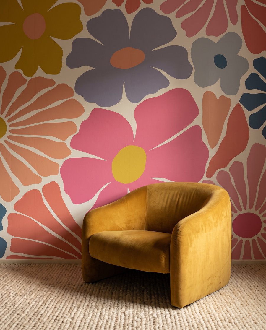 Bloemen als gekleurde knipsels — interieur 5