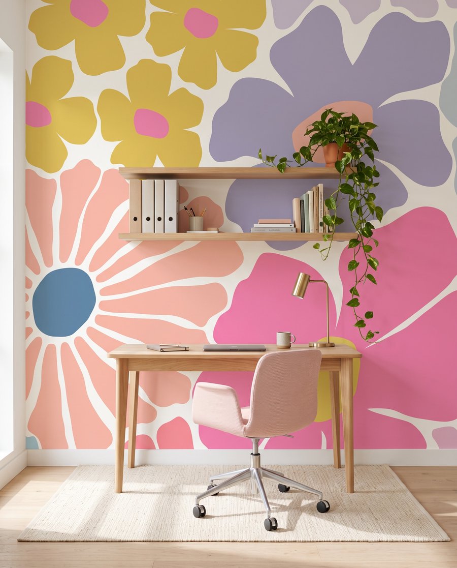 Bloemen als gekleurde knipsels — interieur 6