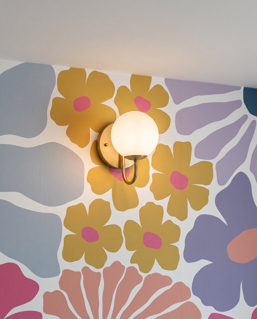 Bloemen als gekleurde knipsels — detail