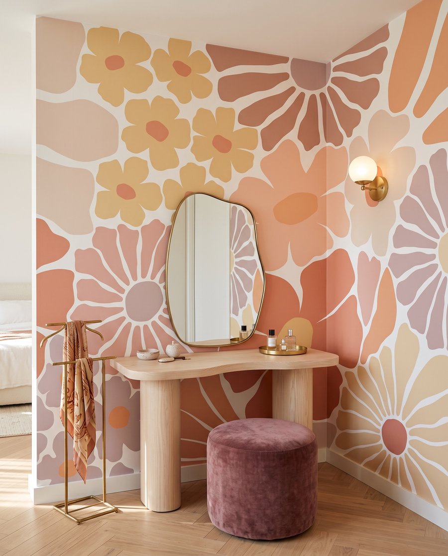 Bloemen als gekleurde knipsels — interieur 1