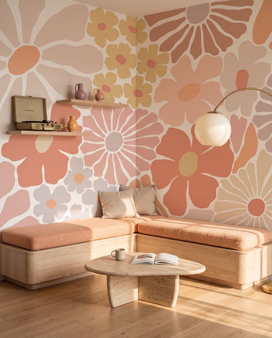 Bloemen als gekleurde knipsels — interieur 2