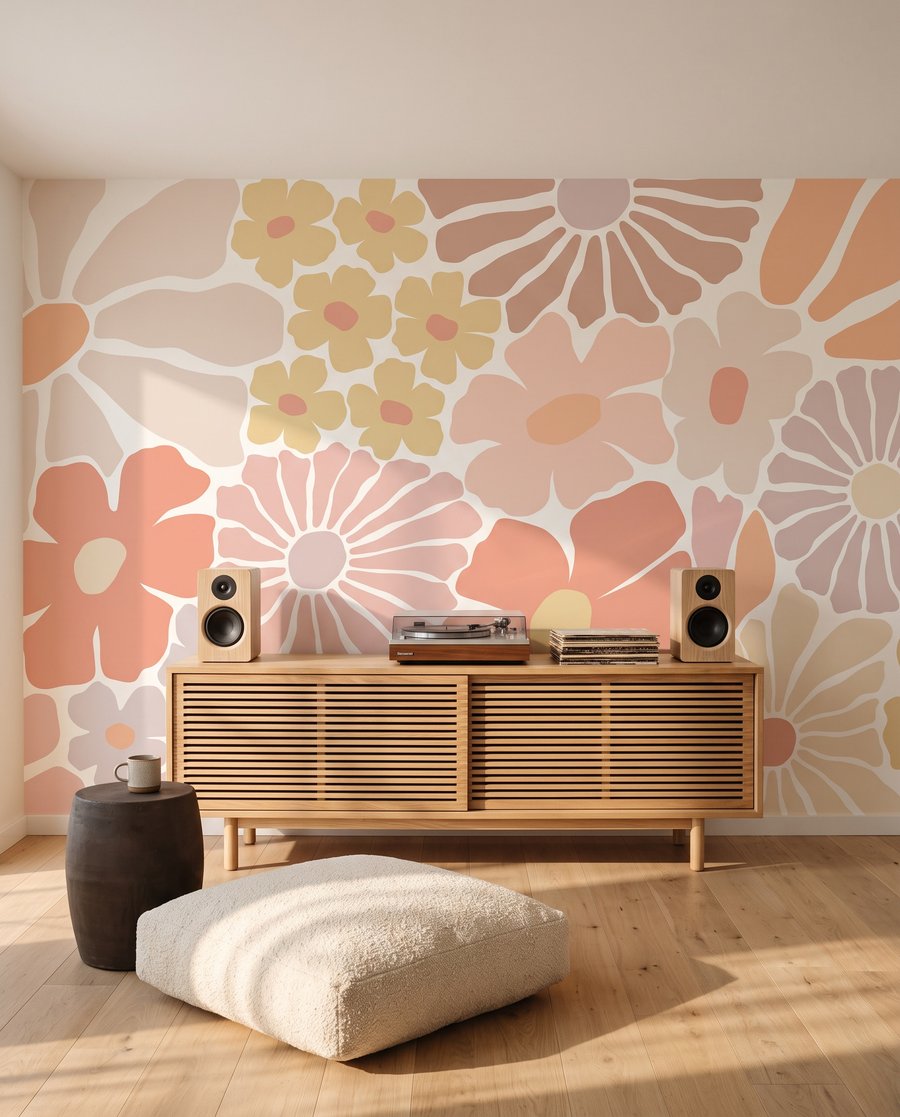 Bloemen als gekleurde knipsels — interieur 3