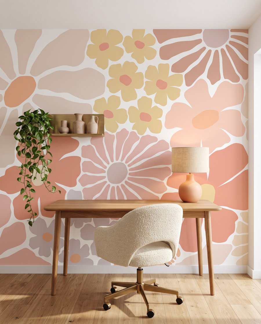 Bloemen als gekleurde knipsels — interieur 6