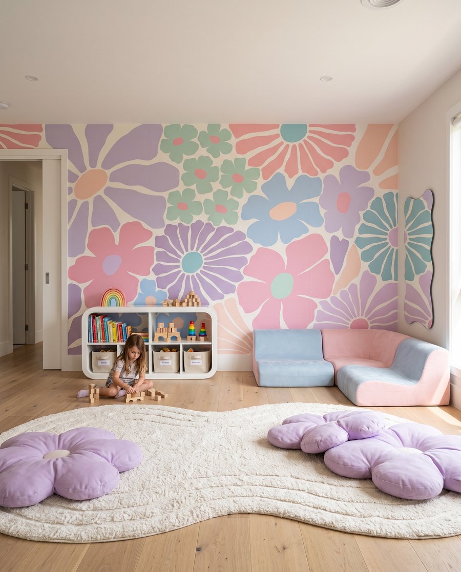 Bloemen als gekleurde knipsels — interieur 2
