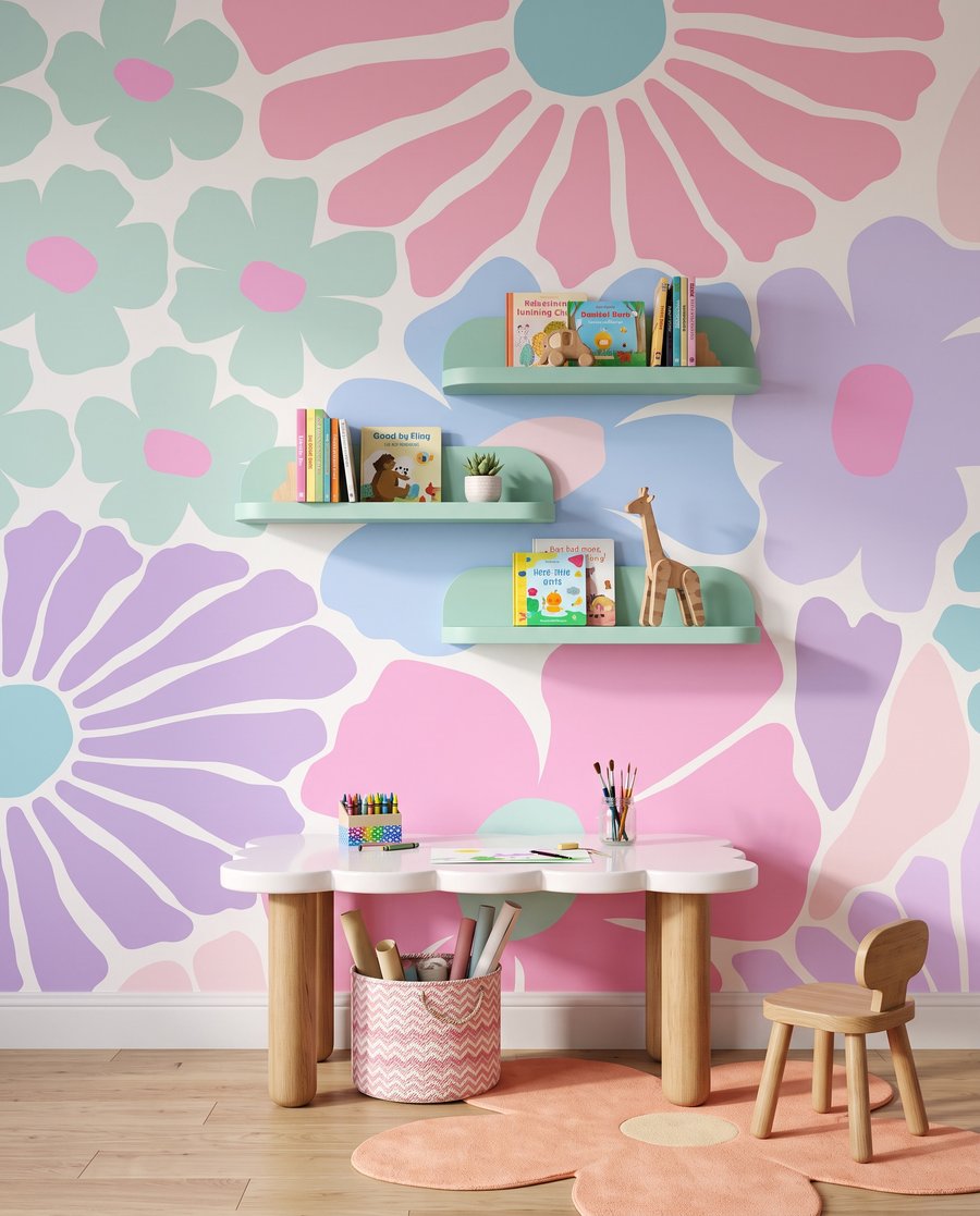 Bloemen als gekleurde knipsels — interieur 3