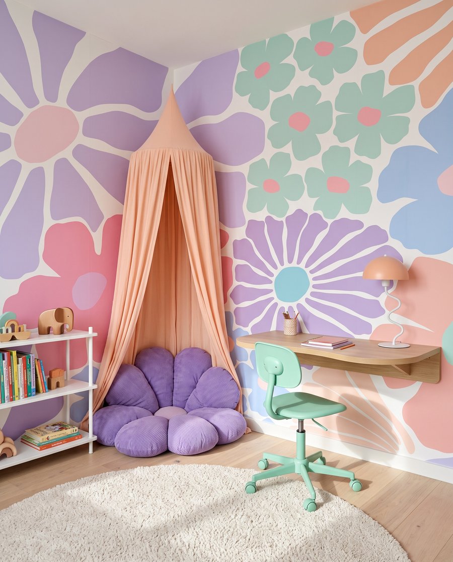 Bloemen als gekleurde knipsels — interieur 4