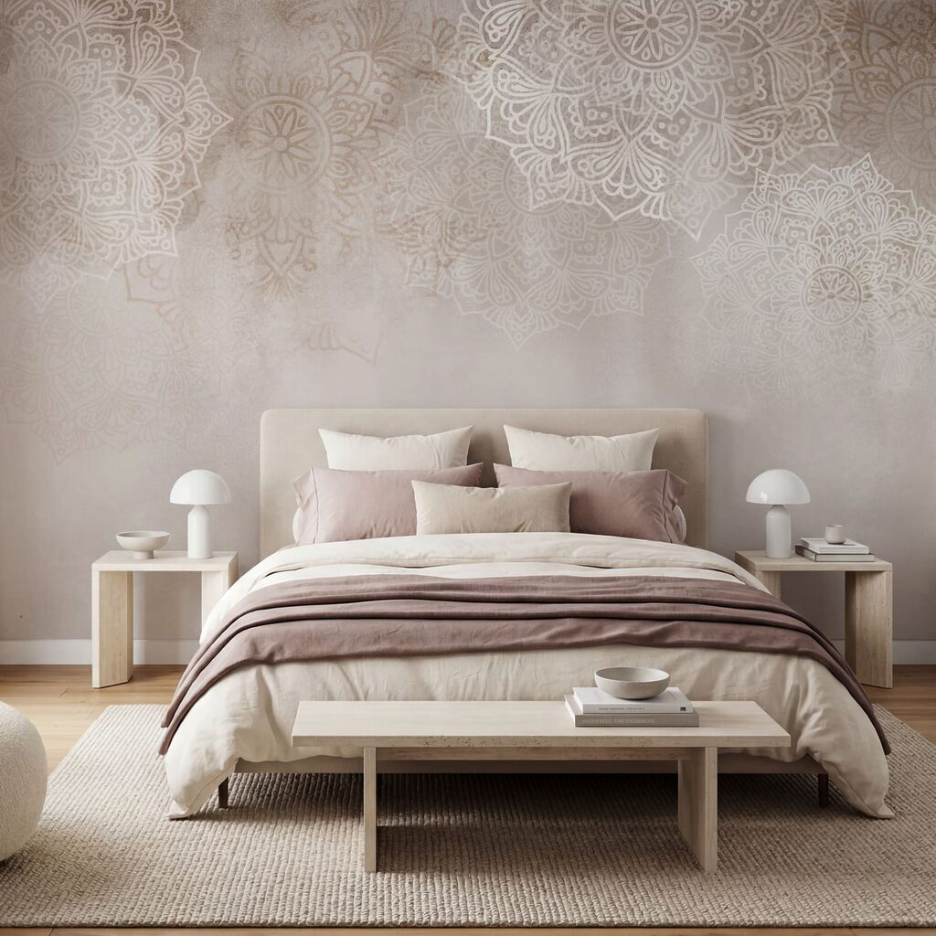 Kantmotieven boven een kleurwaas — interieur 2