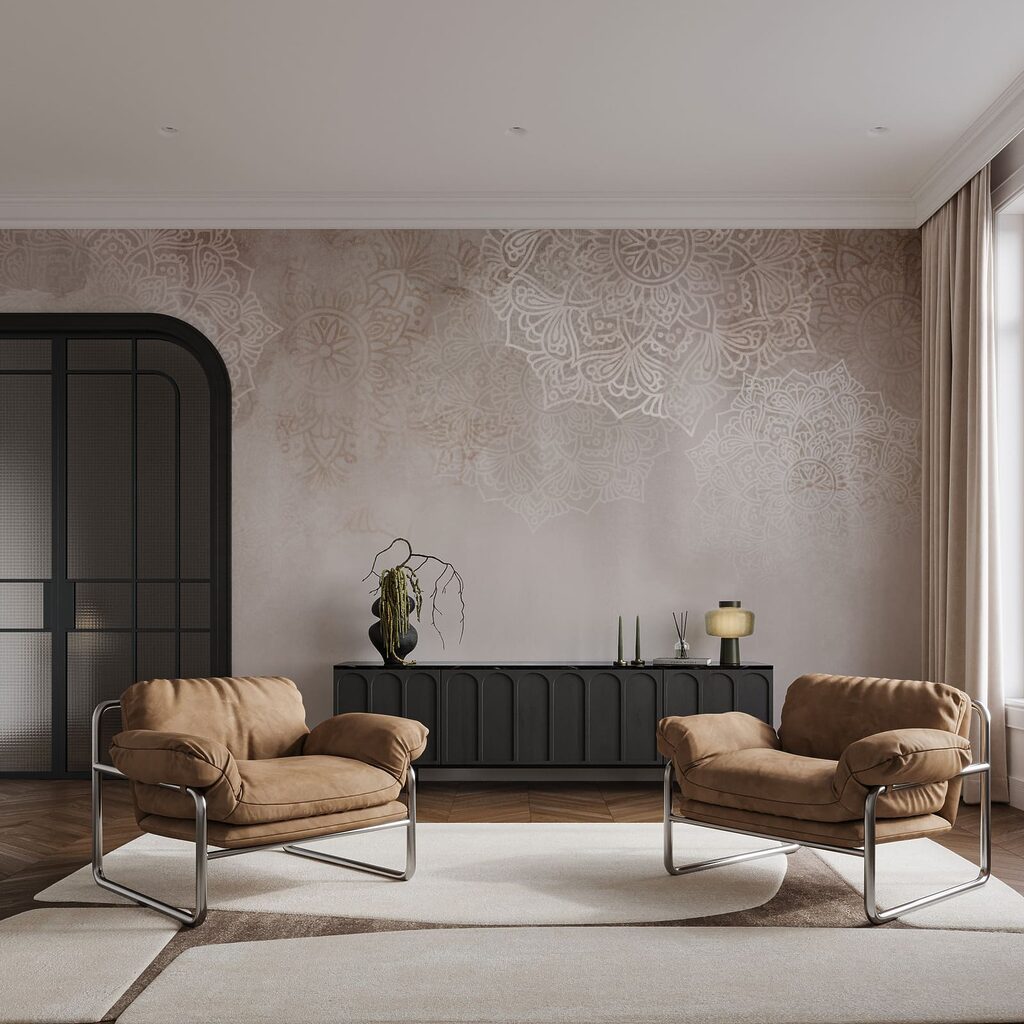 Kantmotieven boven een kleurwaas — interieur 3