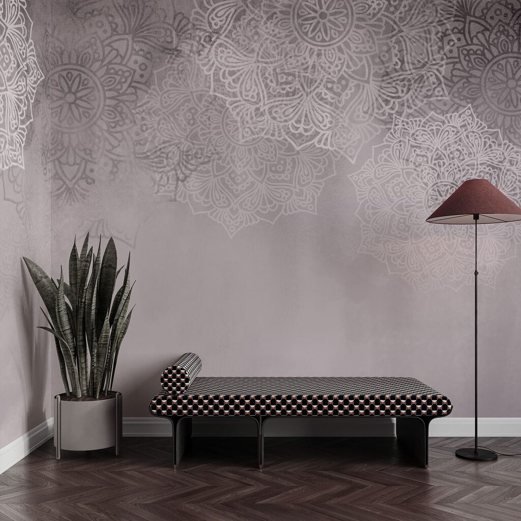 Kantmotieven boven een kleurwaas — interieur 2