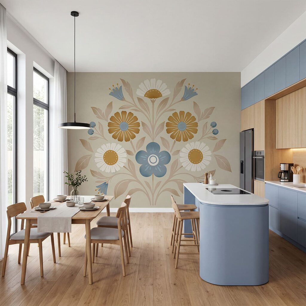 Bloemen in rond ornament — interieur 2