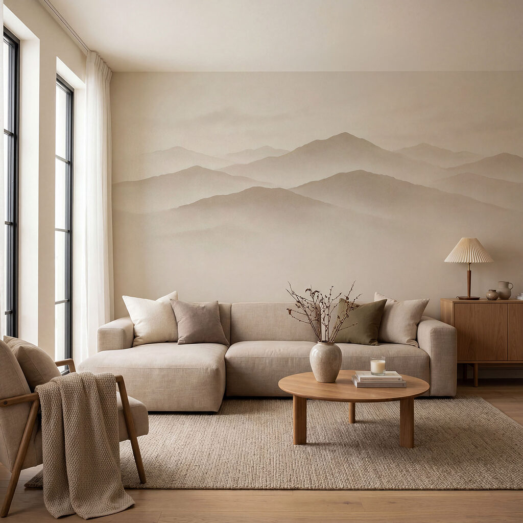 Verre bergruggen boven leegte — interieur 3