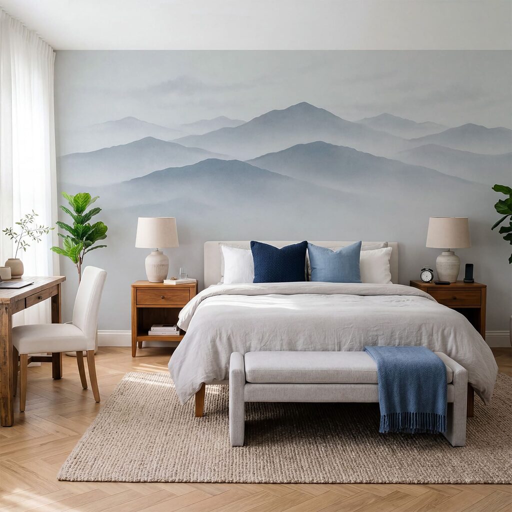 Verre bergruggen boven leegte — interieur 1