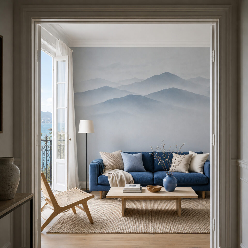 Verre bergruggen boven leegte — interieur 3