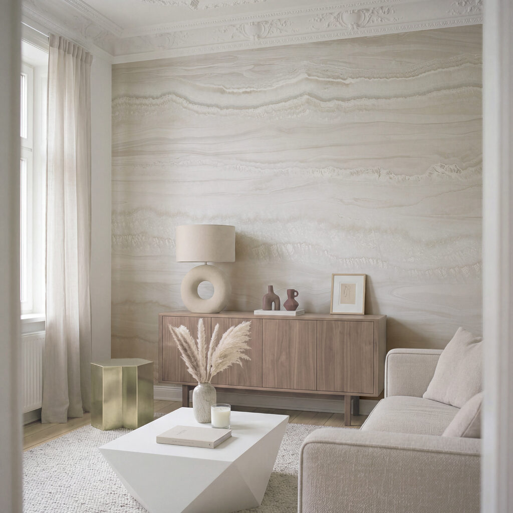 Rustige, vloeiende natuurlijke ontwerppatronen in een interieur