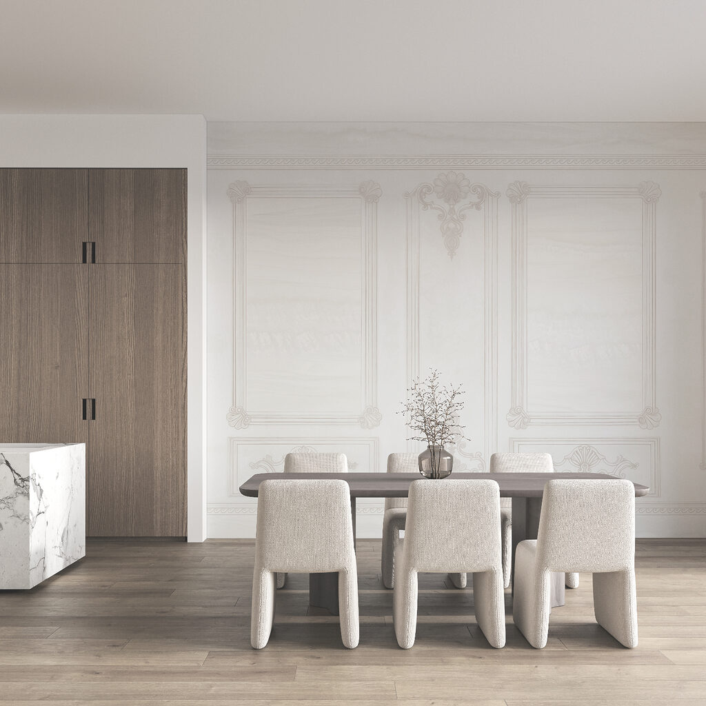 Een wand met sierlijsten — interieur 4