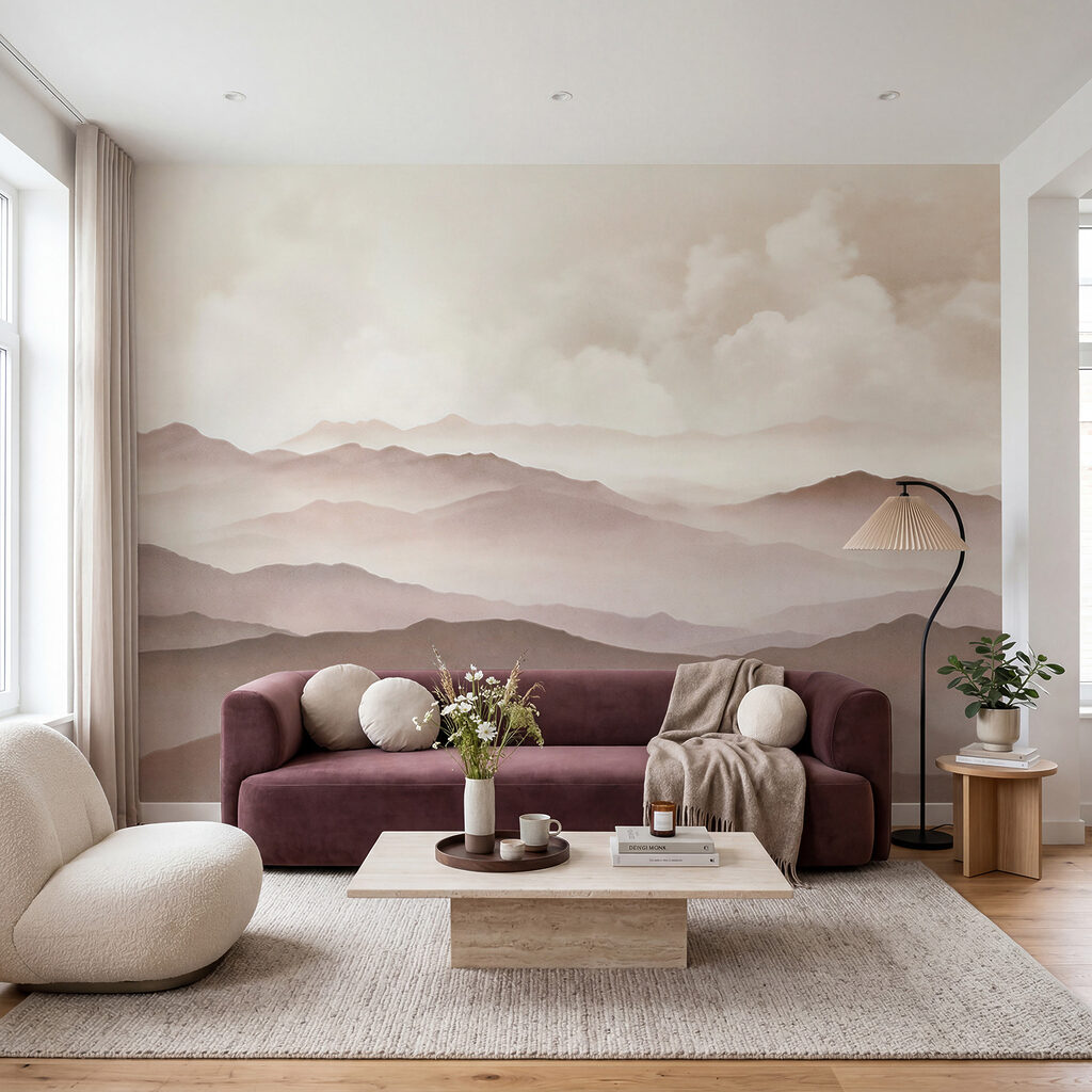 Bergruggen onder zachte wolken — interieur 2