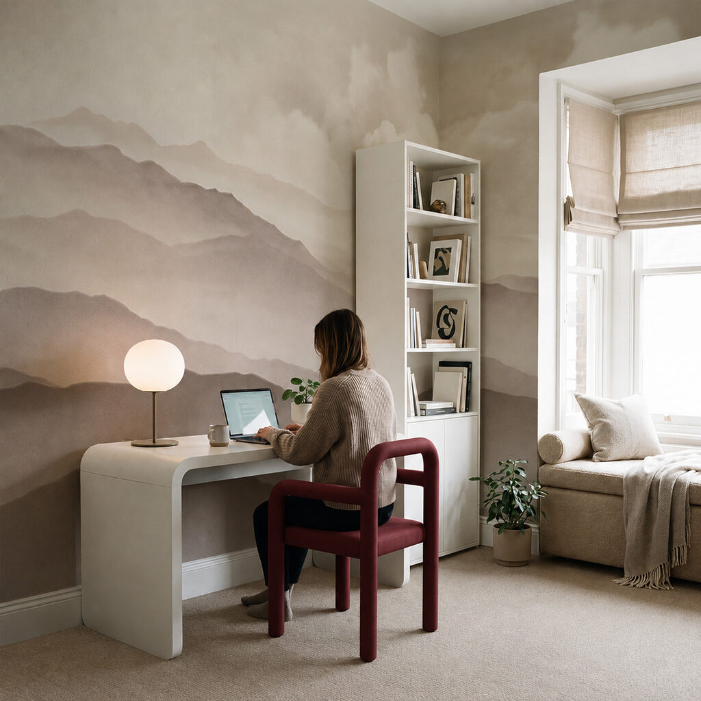Bergruggen onder zachte wolken — interieur 3