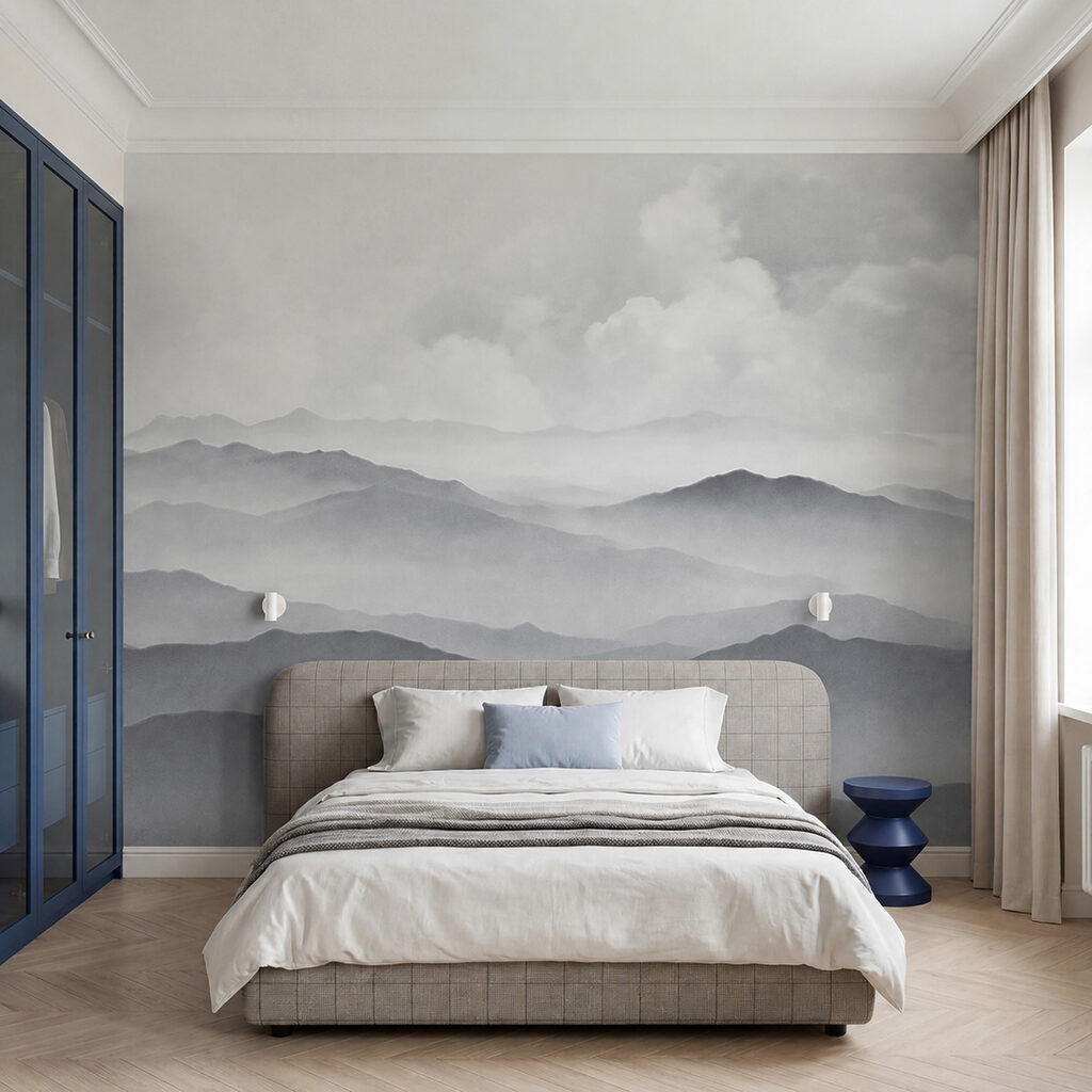 Bergruggen onder zachte wolken — interieur 2