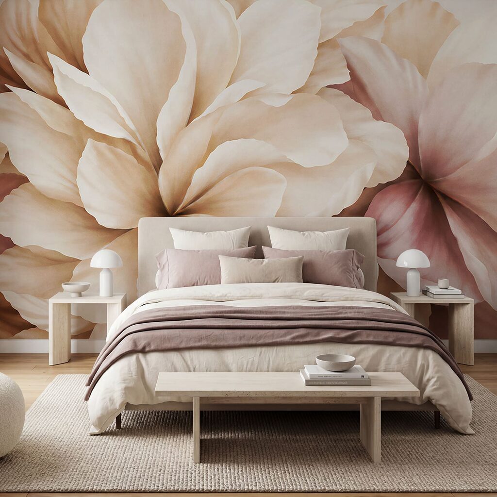 Grote bloemen in crème — interieur 2