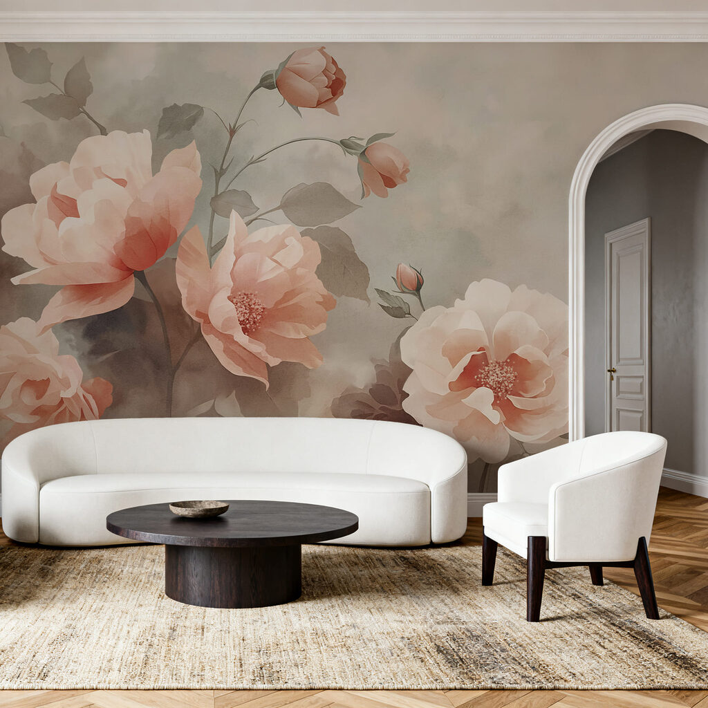 Zachte bloemen in subtiele tinten in een interieur