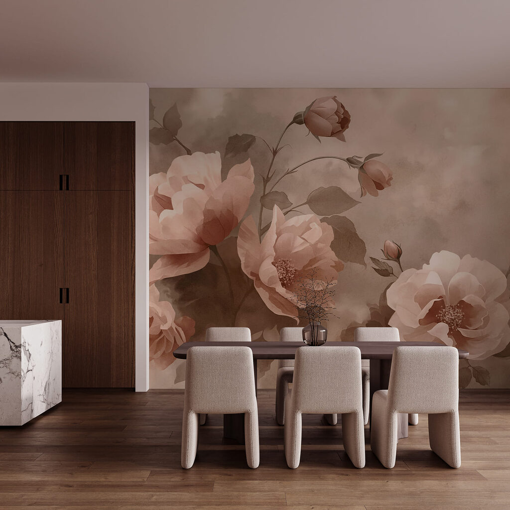 Bloemen in gedempte penseelstreken — interieur 1