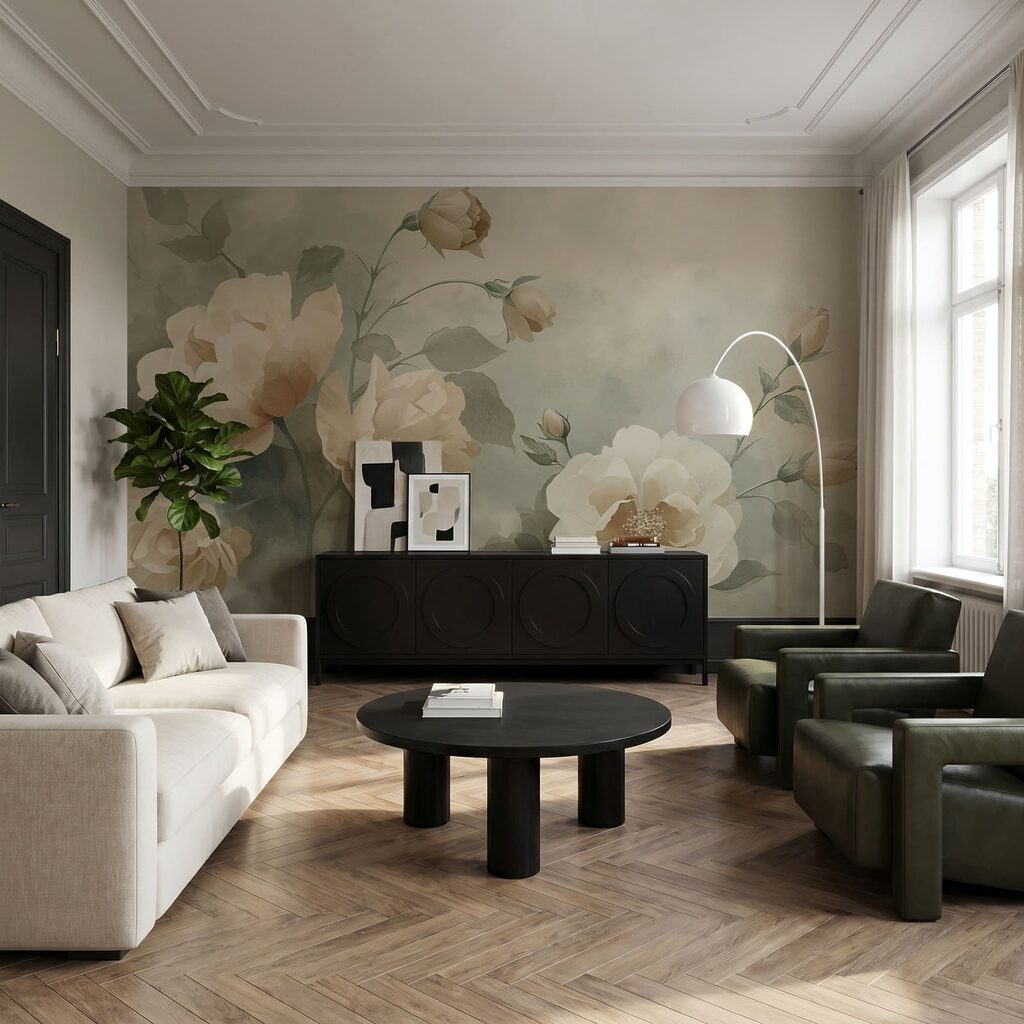 Bloemen in gedempte penseelstreken — interieur 2
