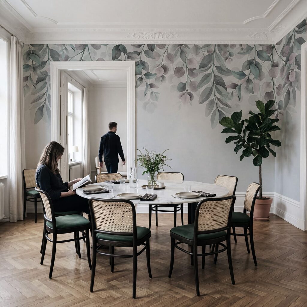 Hangende blaadjes boven patina — interieur 3