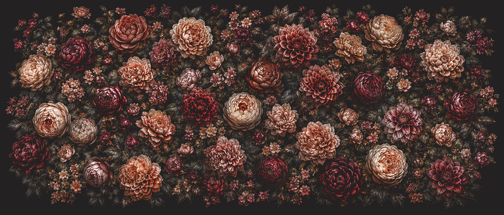 Een nachttuin vol rozen — volledig ontwerp