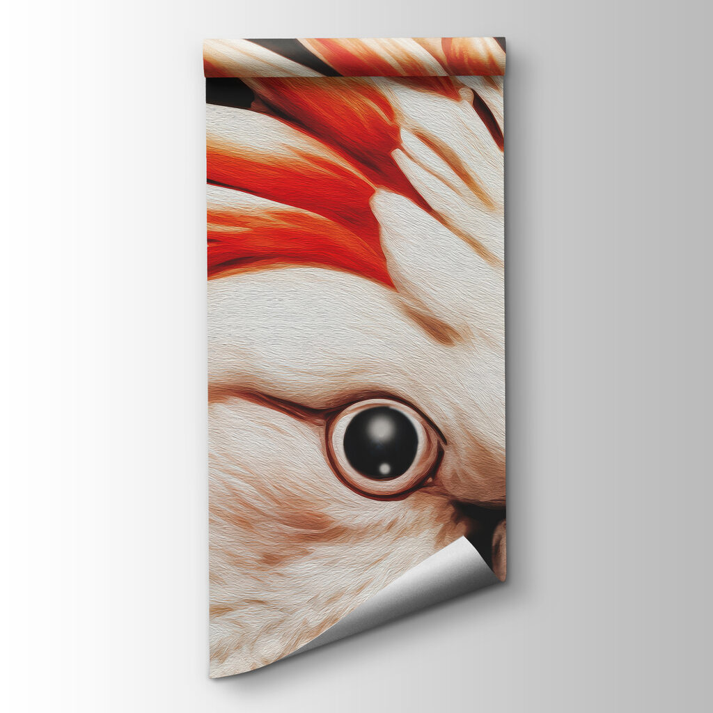 Witte vogels in donkerrood — productweergave