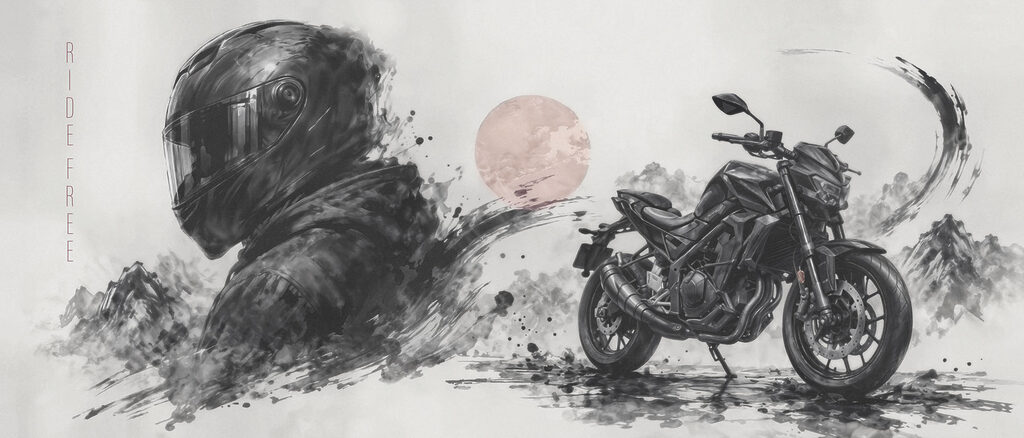 Motorhelm in losse streken — volledig ontwerp