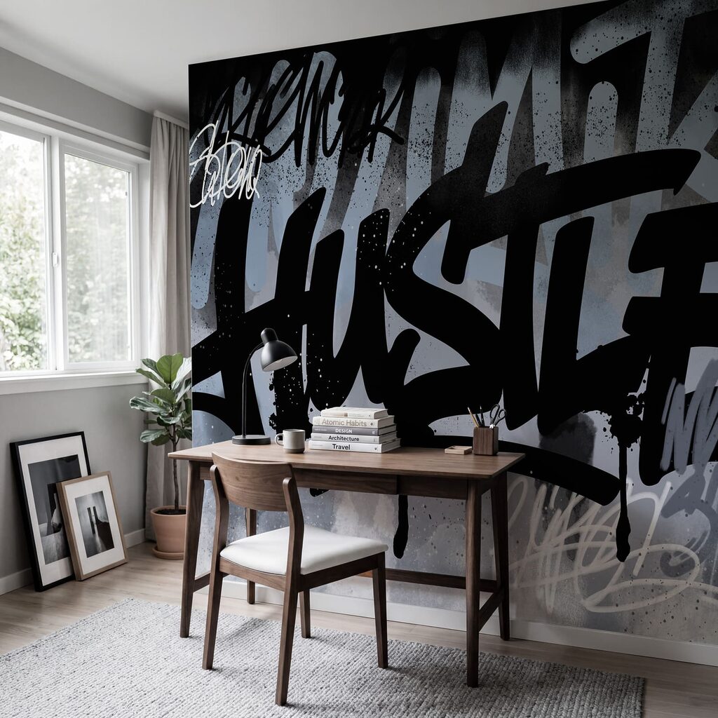 Zwart-witte graffiti — interieur 2