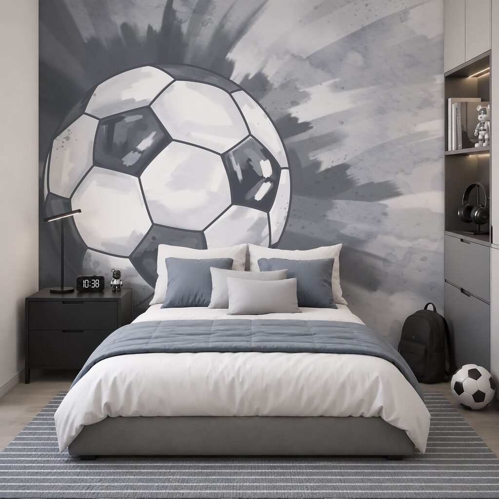 Voetbal in de lucht in een interieur