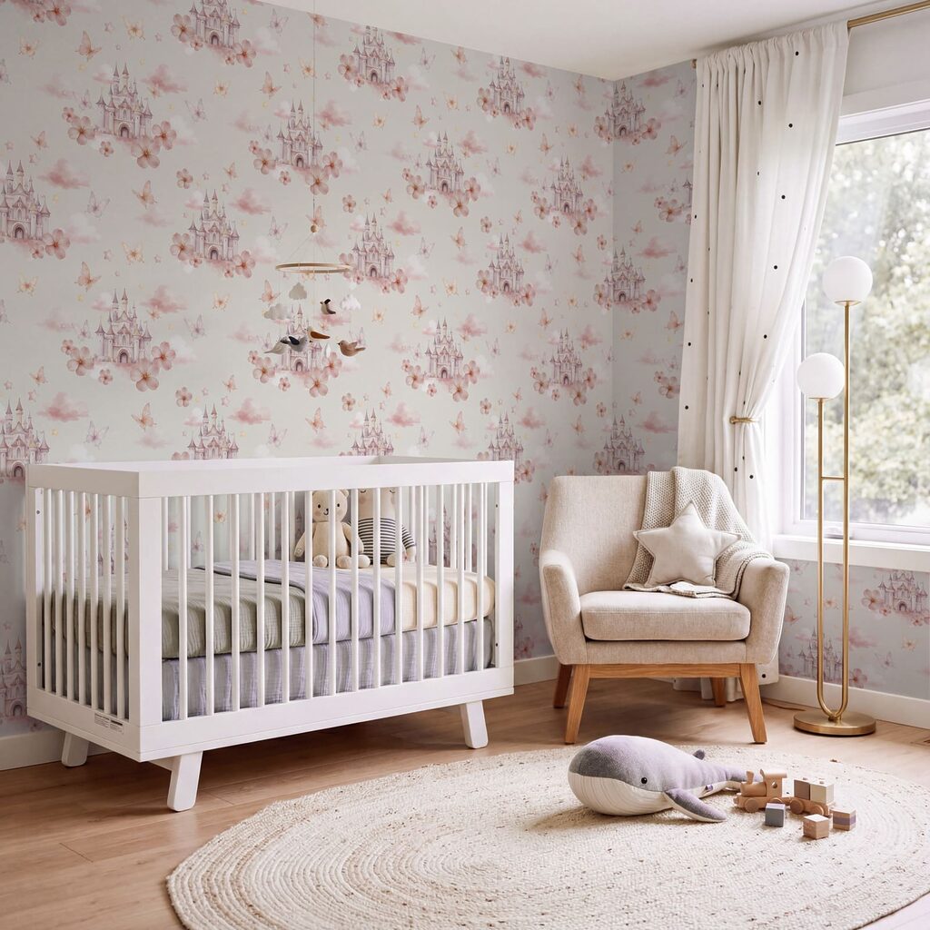 Motief met roze vlinders en een kasteel — interieur 2