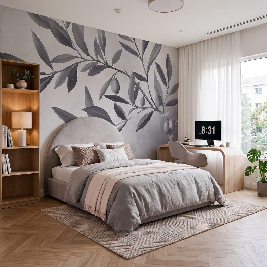 Olijftak in zachte kleuren — interieur 1