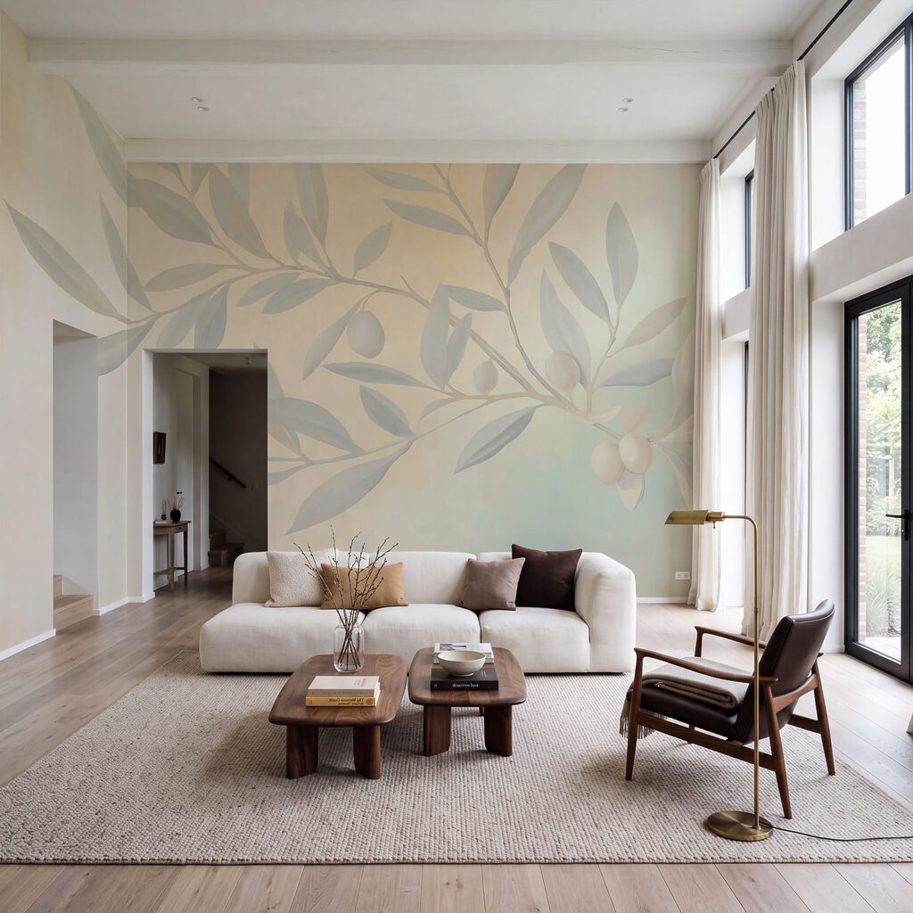 Olijftak in zachte kleuren — interieur 1