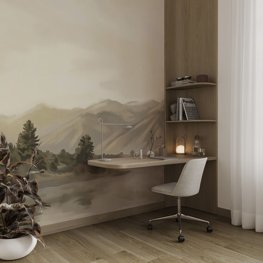 Bergen weerspiegeld in ochtendwater — interieur 5