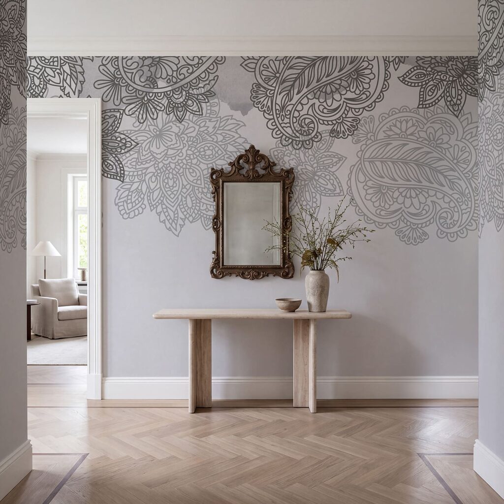 Paisleymotieven langs de bovenrand — interieur 3