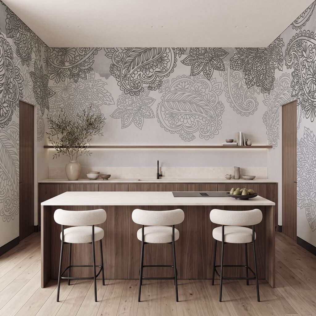Paisleymotieven langs de bovenrand — interieur 4