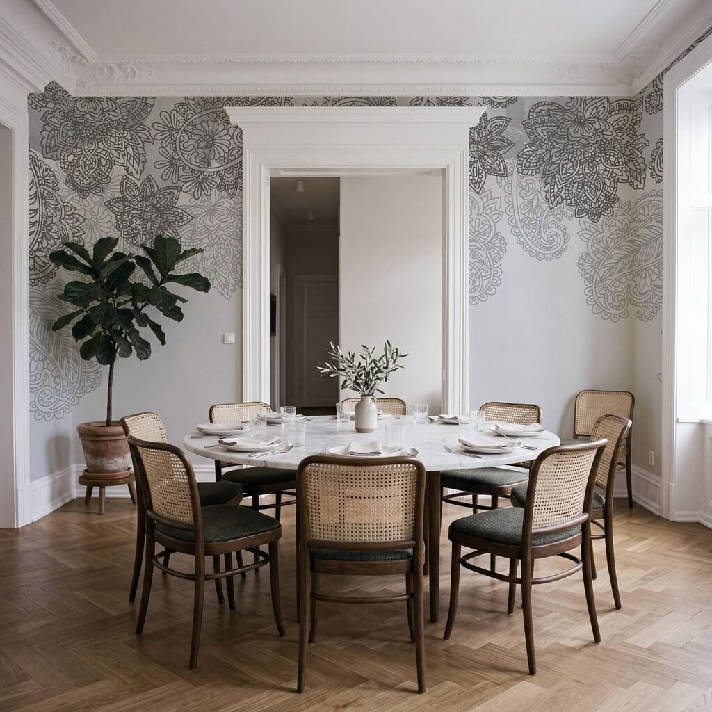 Paisleymotieven langs de bovenrand — interieur 5