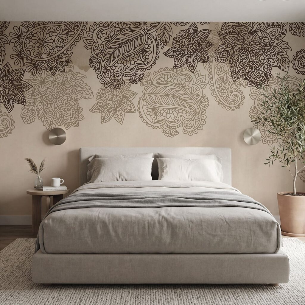 Paisleymotieven langs de bovenrand — interieur 1
