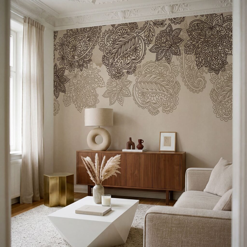Paisleymotieven langs de bovenrand — interieur 2