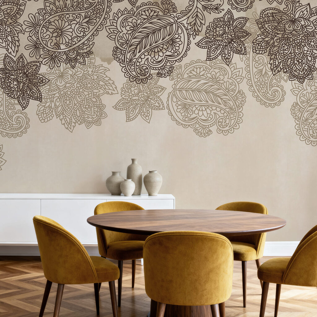 Paisleymotieven langs de bovenrand — interieur 3