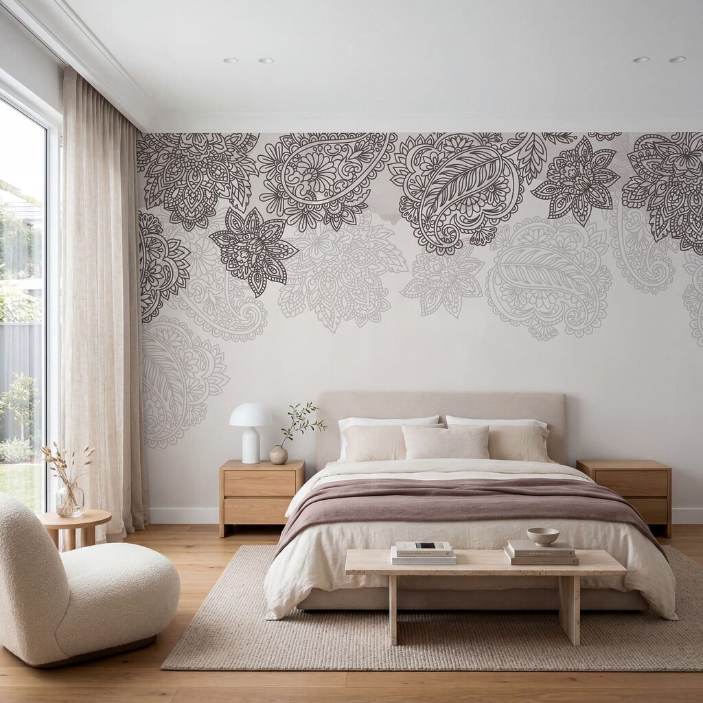 Paisleymotieven langs de bovenrand — interieur 1