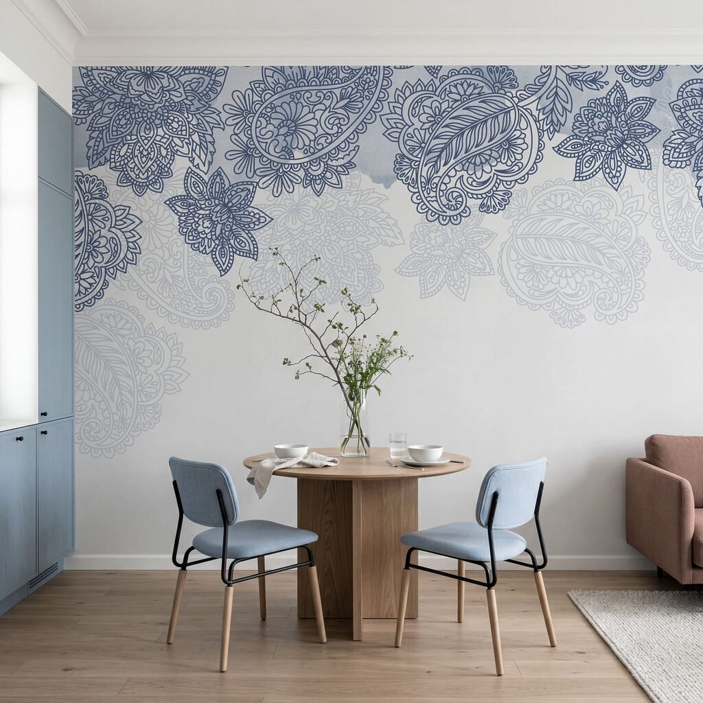 Paisleymotieven langs de bovenrand — interieur 1