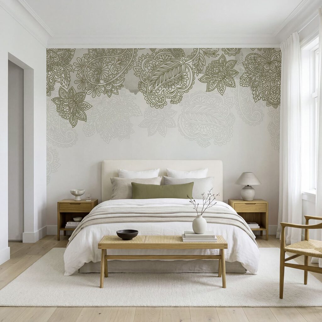 Paisleymotieven langs de bovenrand — interieur 1